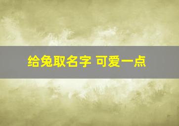 给兔取名字 可爱一点